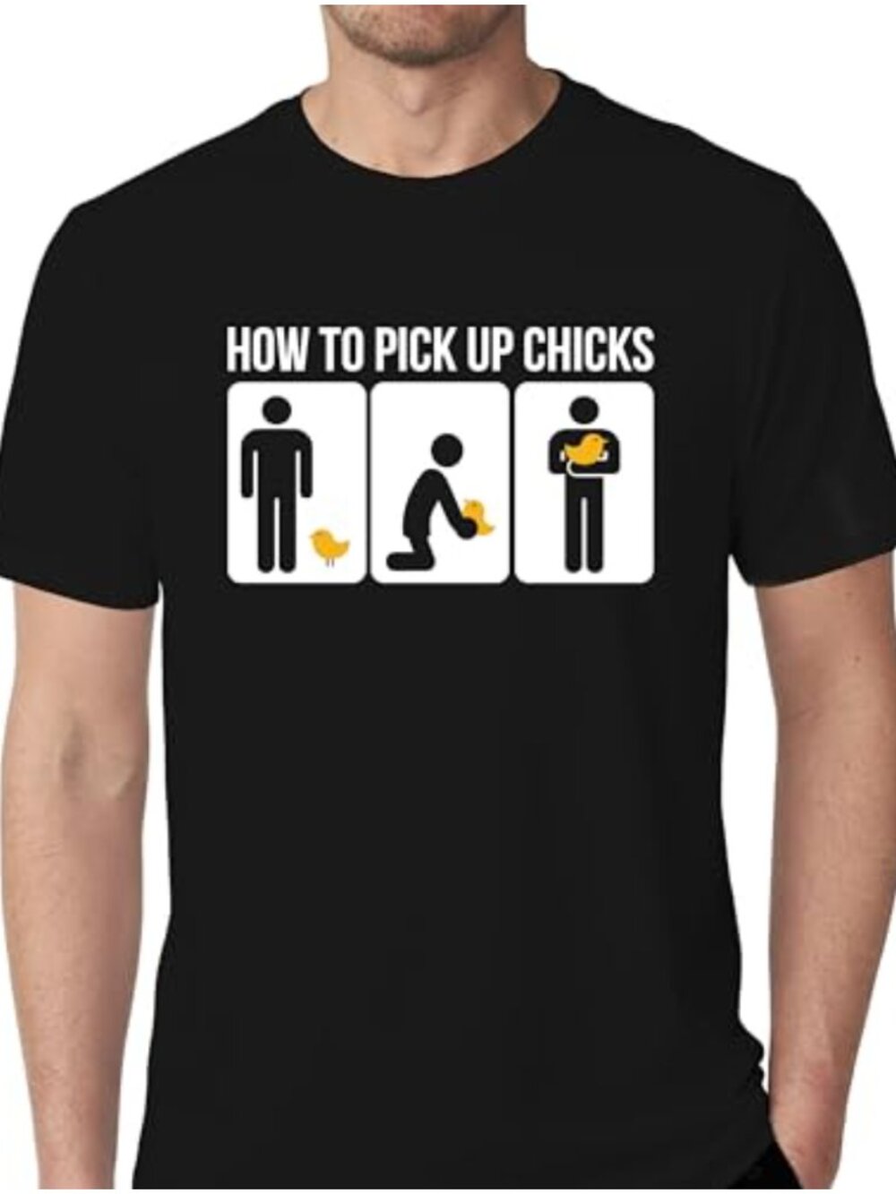 Funny How to Pick Up Chicks Graphic Tee, Sarcastic Joke Shirt, 100% Cotton